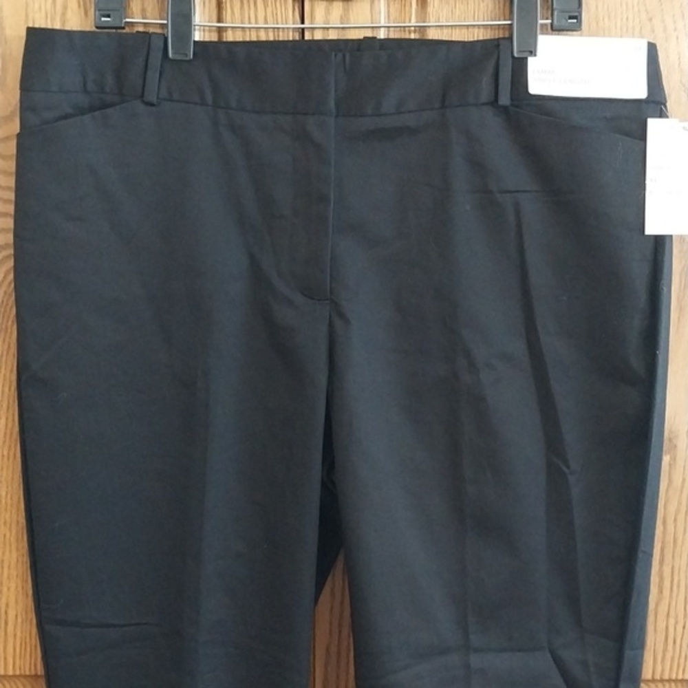 Liz Claiborne NWT‎ Women's Emma Ankle Length Pants Sz 14 Black Mid-Rise Slim Leg